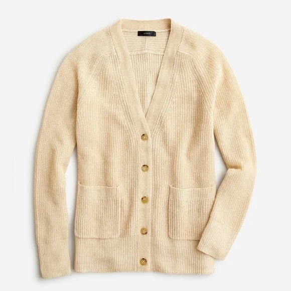 J Crew Linen Cotton Button Relaxed Cardigan Sweater - Picture 1 of 6
